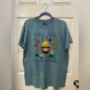 Official Smokey The Bear Blue Light Wash Tee Shirt